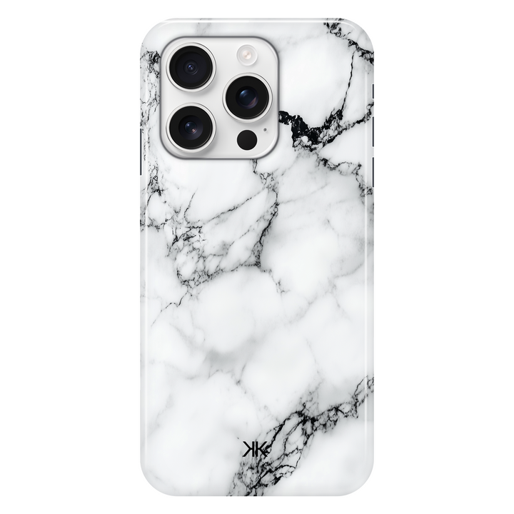 Marble White and Black phone case for iPhone 16 Pro