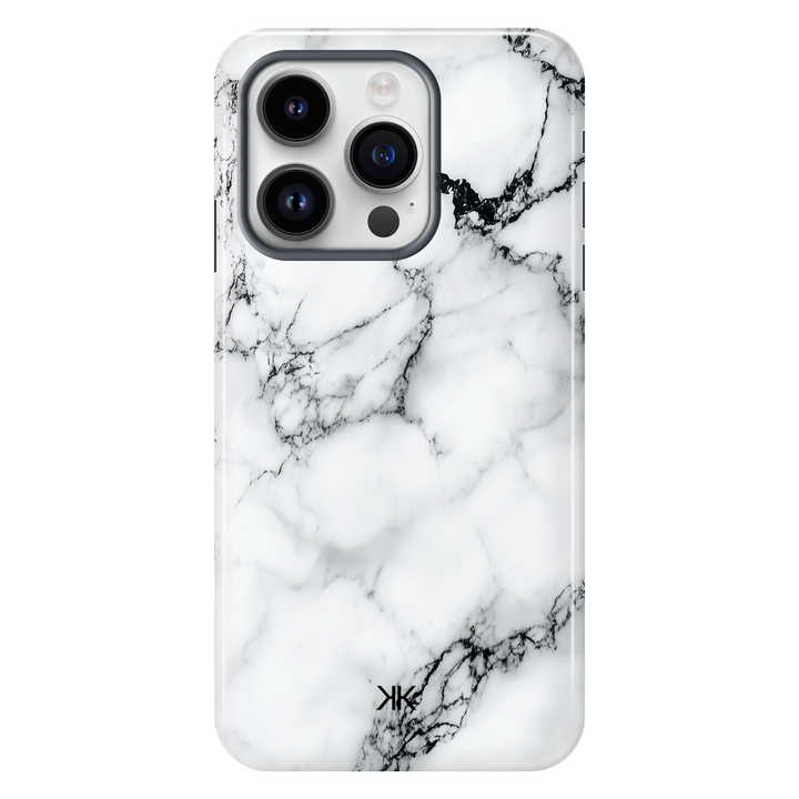 Marble White and Black Phone Case - Tough Case - iphone-14-pro