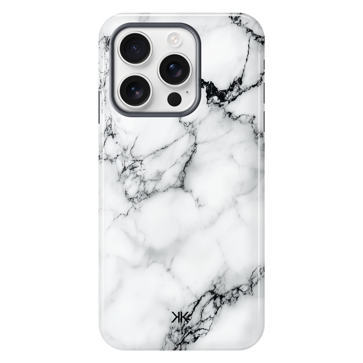 Marble White and Black Phone Case - Tough Case - iphone-16-pro