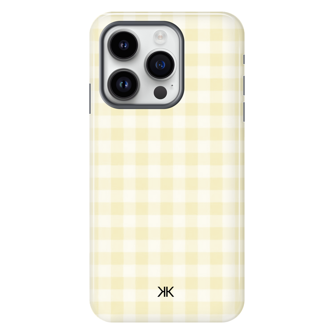 Gingham Yellow Phone Case - Tough Case - iphone-14-pro