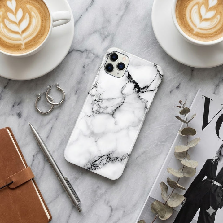 Marble White and Black Phone Case
