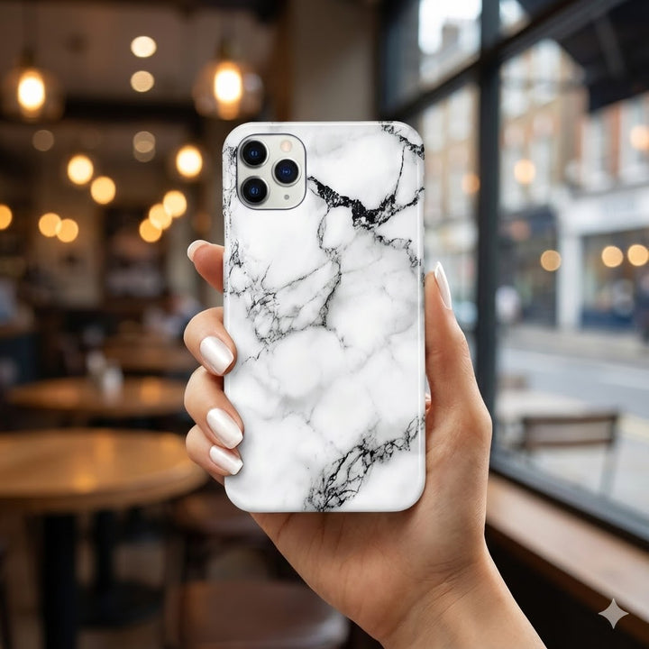 Marble White and Black Phone Case